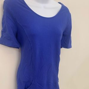 Denim & Co Active Cobalt Blue T-Shirt Shift Summer dress with pockets